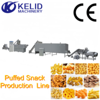 Ligne de production complète de snacks de maïs soufflés personnalisés multi-formes, à saveur et texture uniques, grande capacité et efficace