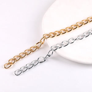 Chaîne d'extension en aluminium aplatie 10 mm, chaîne métallique pour accessoires de bijoux DIY, matériau pour chaîne de sac - Product Image 2