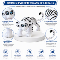 Figurine de tigre blanc en PVC personnalisée OEM ODM, vente en gros, statue d'animal de dessin animé, approvisionnement direct usine, emballage en boîte vitrine