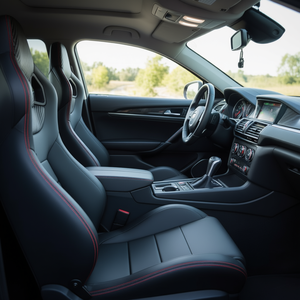 Sièges de course sportifs universels en cuir PVC aspect carbone avec surpiqûres rouges, inclinables et réglables, ensemble de sièges baquet pour voiture - Product Image 2