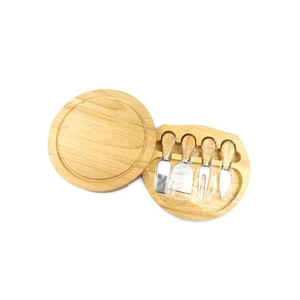 Juego de Tabla Redonda de Bambú para Queso con Cubiertos, Bandeja Giratoria de 20 cm para Servir Pizza, Herramientas de Acero Inoxidable, Solo Lavar a Mano - Product Image 2