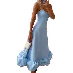 Robe Midi Plissée Halter Superposée Élégante et Sexy pour Femme, Personnalisable en Gros, de Haute Qualité - Product Image 4