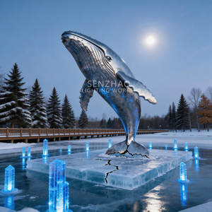 Escultura de ballena para exteriores Senzhao, diseño en acero inoxidable soldado, forma personalizada, tamaño grande - Product Image 3