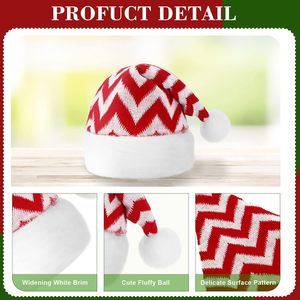 Hot Xmas Hat Decoration Santa Hat with Lining Li Felt <b>Red</b> and White Stripe <b>Sequin</b> Christmas Plush Christmas Hat for Adult Kids - Product Image 4