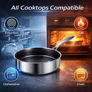 Pentola in Acciaio Inox Tri-Ply con Rivestimento Ceramico G8 Micro Dot Antiaderente Senza PFAS per Induzione - Product Image 3