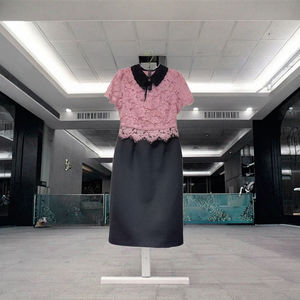 Robe Midi Moulante Taille Empire XXL Printemps-Été 2025 pour Femme, Col Rabattu, Patchwork, Perles et Dentelle au Crochet pour Soirée Cocktail - Product Image 3