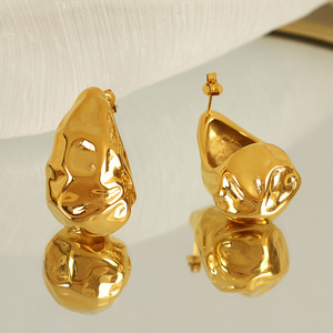 Teardrop <b>Stud</b> Earrings Zinc Alloy Gold <b>Silver</b> Fashion Korean Style Ear <b>Studs</b> EH115 EH116 - Product Image 3