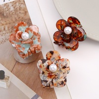 Pinces à cheveux en acétate floral avec perles, accessoires floraux élégants pour femmes, pinces à strass à maintien solide, vente en gros