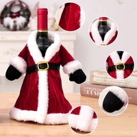 Housse de bouteille de vin de Noël moderne en velours personnalisée, finition duveteuse, avec design jupe de robe, pour la décoration de table à manger à la maison