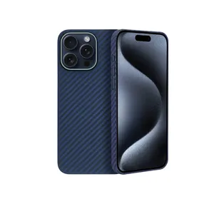 2023 KZDOO Keivlar ultrathin Real aramid carbon fiber Blue phone case for iphone 15 pro max Protective cover