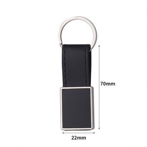 Porte-clés en cuir PU personnalisé avec logo, forme ronde, luxe vintage, marron, gaufré, gravé au laser, avec logo - Product Image 2