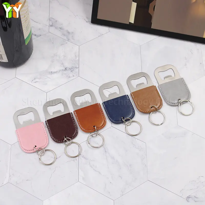 Mini Portable Ready Stock PU Leather Wine Bottle Opener Beer Opener Cover With Keychain For Wine Drinker