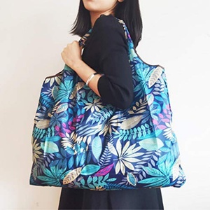 Bolsa de Compras Plegable Reutilizable de Poliéster 190T Ripstop con Logotipo Personalizado, Lavable a Máquina, Bolsa de Supermercado Plegable de RPET - Product Image 1