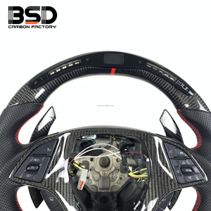 Volant en cuir perforé noir avec LED et fibre de carbone pour <span class=keywords><strong>Chevrolet</strong></span> <span class=keywords><strong>Camaro</strong></span> <span class=keywords><strong>ZL1</strong></span> 1LE SS 2SS Coupé et Corvette C7 2016-2023 - Product Image 4