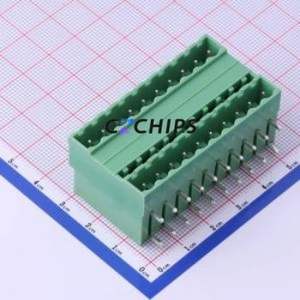 KF2EDGRH-5.0-2*10P Plug-in Terminal Block Bent Lead Through Hole,P=5mm Connector Board-to-Board / Socket Closed 2x10P 5mm Green - Product Image 1