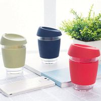Mug à café personnalisé avec logo, 12 oz, écologique, imprimé en sérigraphie, avec couvercle en silicone, gobelet réutilisable pour le bureau/l'école, les voyages, élégant