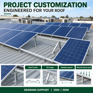 Custom Manufacturer CE Adjustable Tilt <b>Solar</b> Panel Mounting System for Trapezoidal Metal Roof Commercial PV Projects - Product Image 1