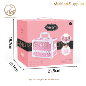 Maleta de maquillaje de plástico al por mayor para niñas, juego de juguetes de belleza DIY para niños con esmalte de uñas, Maleta de maquillaje para juego de simulación - Product Image 3