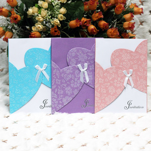 定制紫色女孩生日邀请卡与蝴蝶结信封结婚邀请纸 - Product Image 4