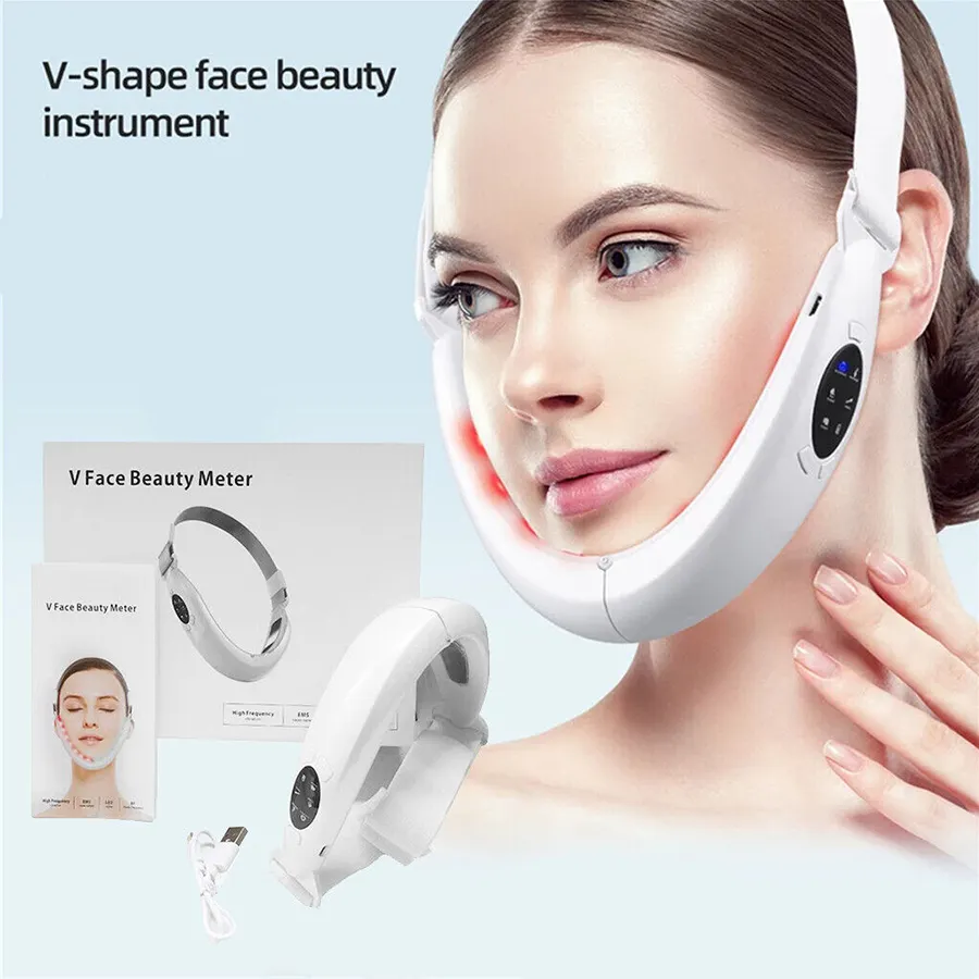 Facial Lifting Device LED Photon Therapie Gesichts abnehmen Massage gerät Double Chin V Face Shaped Cheek Lift Belt Machine