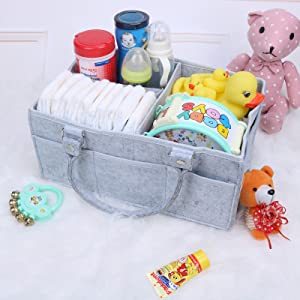 KUYUE Sac fourre-tout portable pour table à langer et voiture Cadeaux de douche de bébé Nouveau-né Essentiels Registre des objets indispensables Article gris - Product Image 2