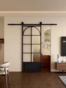 Porte de grange moderne et personnalisable en aluminium et verre pour usage commercial intérieur, salle de bain, balcon, villa, bureau, salle de conférence - Product Image 6