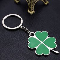 Fournisseur de porte-clés Direct de l'usine Porte-clés porte-clés porte-clés en métal émail doux porte-bonheur trèfle à quatre feuilles vertes