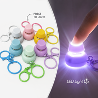 Porte-clés cube anti-stress en plastique personnalisé avec bouton-poussoir rond, option lumière LED 6 couleurs, jouet sensoriel amusant pour la relaxation