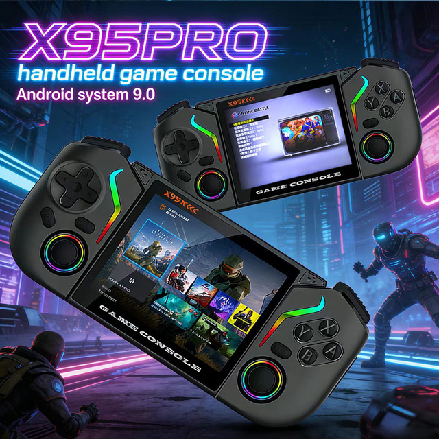 X95 Pro Android 9.0 Retro Handheld Game Console 3.5 Inch IPS 640*480 Screen Classic Wifi Portable Video Handheld Game Players