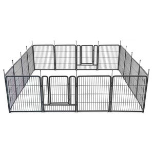 Moderno piccolo cane box costruzione ferro pulsante pulsante esterno recinzione temporanea per animali domestici per cortile vassoio di plastica - Product Image 6