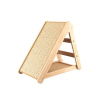 Griffoir vertical triangulaire en pin massif avec sisal 3-en-1, griffoir d'escalade pour chat reconfigurable, vente en gros personnalisée