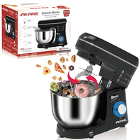 Batidora de Pedestal AKANE, Máquina de Cocina de 1400W, Tazón de Acero Inoxidable de 5.5L, Control de 6 Velocidades, Juego de Ganchos para Amasar y Batidores
