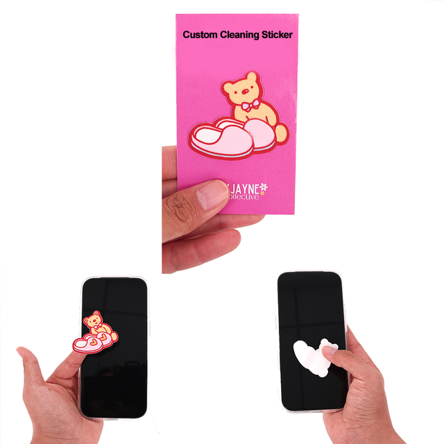 Custom Microfiber Phone Screen Cleaner Sticker Reusable Washable Stick on Cloth Pad for Smartphone Tablet Laptop Tech Gift Decor