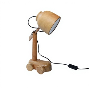 Lampe de chevet LED en bois de style moderne, forme unique personnalisée, naturelle, décorative, alimentation électrique, pour chambre à coucher - Product Image 1