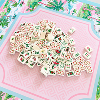 Juego de Mahjong de Lujo California Palm Royale Tropical Beach 2026, 160 Fichas Acrílicas en Capas, Mahjong Americano