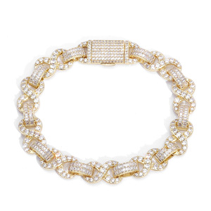 VVS Moissanite <b>Infinity</b> Number 8 Link <b>Bracelet</b> 925 Silver 18K Gold Plated Tapered Baguette Mixed Set Hip Hop Iced Bling Jewelry - Product Image 6