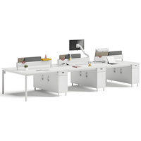 Poste de travail de bureau individuel moderne en bois avec cloison de séparation pour employés, ensemble de mobilier de bureau blanc