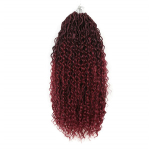 Extensions de cheveux synthétiques en gros pour tresses au crochet, Faux Goddess Locs pré-bouclées, Locs River Locs à pointes bouclées, ignifuges, individuelles - Product Image 6