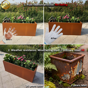 Fioriera Rialzata Contemporanea in Acciaio Corten, Vaso Decorativo <span class=keywords><strong>per</strong></span> Interni, Design <span class=keywords><strong>per</strong></span> Piante Bonsai e Vivai - Product Image 3