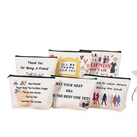 Pochette de maquillage personnalisée en toile imprimée en couleur, style bohème, trousse à crayons, porte-monnaie, pochette de rangement à fermeture éclair, sac cosmétique multifonction en coton