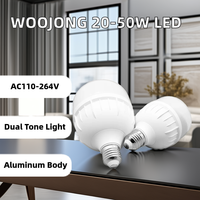 Ampoule LED T à prix direct usine, SKD CKD 20/30/40/50W, corps de lampe en plastique revêtu d'aluminium, éclairage intérieur pour la maison et le bureau, culots E27/B22