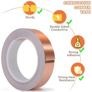 Cinta de lámina de cobre trasera negra de alta temperatura Silicona adhesiva sensible a la presión microporosa para vidrieras - Product Image 1