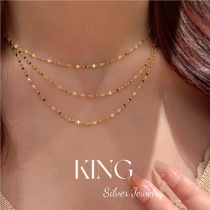 Collar de Plata de Ley Chapado en Oro de Tres Capas King Silver Jewelry, Joyería de Moda de Estilo Vintage Brillante - Product Image 3