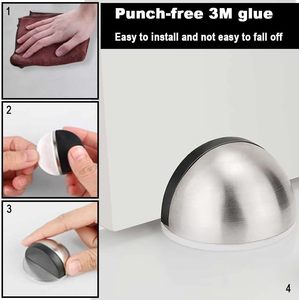 3M Self Adhesive Anti-Collision <b>Door</b> Holder Stainless Steel <b>Door</b> <b>Stop</b> Without Drilling <b>Door</b> Stopper with <b>Rubber</b> Bumper - Product Image 5