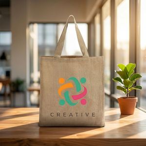Sacs d'entreprise personnalisés, sacs fourre-tout créatifs en jute, sacs réutilisables pour les courses - Product Image 1
