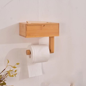 Porte-papier toilette créatif en bambou et bois, peut également servir à ranger des objets décoratifs et des supports pour téléphone portable. Mural - Product Image 3