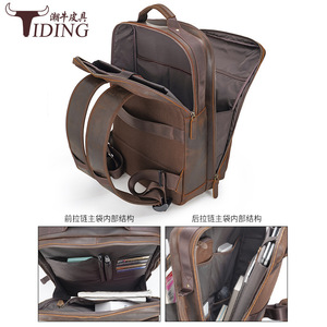 Tiding Retro Crazy Horse Leather <b>Backpack</b> For Men Large Capacity <b>With</b> Laptop <b>Compartment</b> Outdoor Travel <b>Backpack</b> - Product Image 5