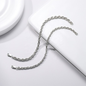 Hợp Thời Trang Bán Buôn Mới 3.23 MÉT 4 Mét 925 Sterling Silver Người Đàn Ông Xoắn Liên Kết Chuỗi Vòng Đeo Tay Người Phụ Nữ Rope Vòng Tay Mens Rope Bangle 17-21Cm - Product Image 4
