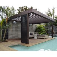 Auvent de luxe pour l'extérieur, auvent de terrasse, auvent imperméable, gazebo électrique, pergola bioclimatique à lames orientables en aluminium