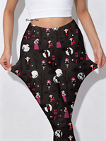 Leggings de yoga taille haute pour femme, imprimé vampire Halloween, coupe ajustée, motif château gothique, pantalon de sport, vêtements de sport